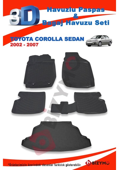 Toyota Uyumlu Corolla Sedan 2002-2007 Paspas Ve Bagaj Havuzu Seti