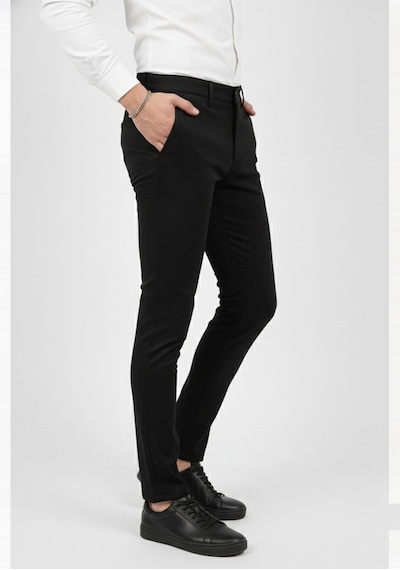 Deepsea Erkek Siyah Modern Fit Likralı Kumaş Pantolon Günlük & Ofis Kullanımı 2602020 Siyah