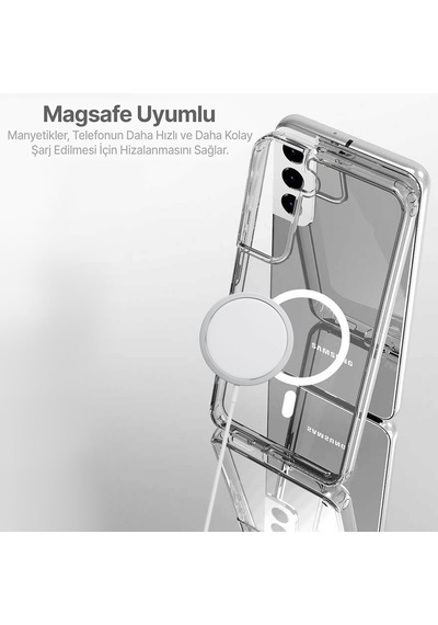 Samsung Galaxy Uyumlu S22 Kılıf Magsafe Özellikli Şeffaf Silikon Kapak