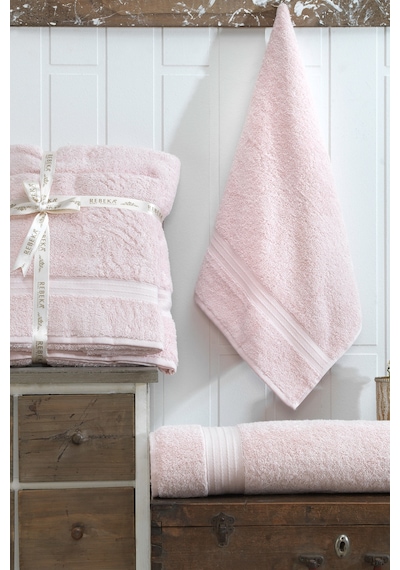 Eponj Home 2li Banyo Havlu Seti 90x160cm +50x90cm Ds Pudra Pudra