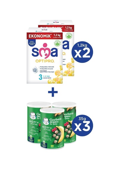 Sma Optıpro 3 1-3 Yaş Devam Sütü 2x1200g + Gerber Organıc Buğday Ve Pirinçli Atıştırmalık 3x35g