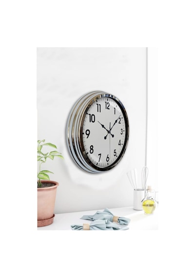 Krom Elegance 40 Cm Metal Standart Duvar Saati Krom