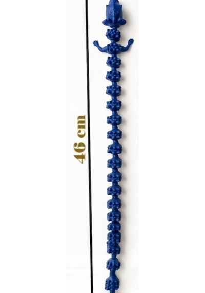 Hareketli Eklemli Yeşil Ejderha Figürü - 46 Cm Stres Oyuncağı - Esnek Eğitici Hayvan Figürü- Mavi