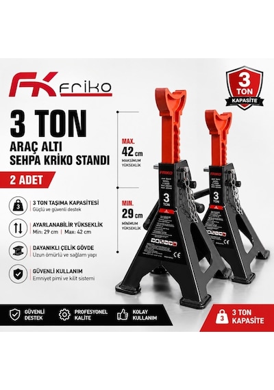 Frıko 3 Ton Araç Altı Sehpa Kriko Standı 2 Adet