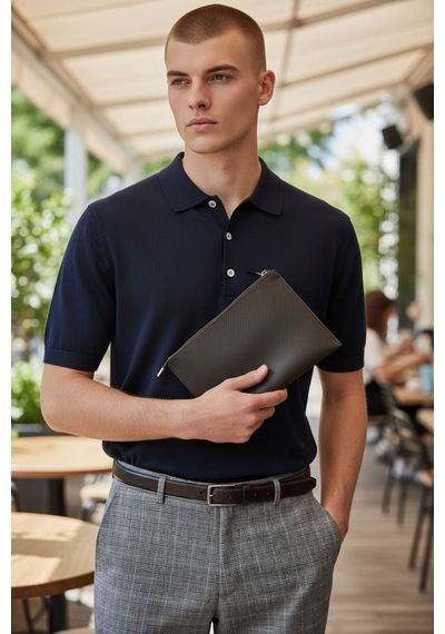 Plush Studıo Istanbul Noır Case Deri Clutch El Çantası Şık, Minimal & Zamansız Tasarım Kahverengi Kahverengi