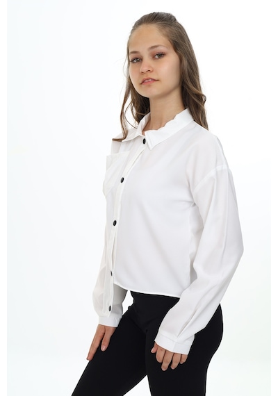 Toontoy Kız Çocuk Regular Fit Asimetrik Kalıp Düşük Omuz Uzun Kollu Basic Poplin Gömlek - Tek Cepli Beyaz Toontoy Kız Çocuk Regular Fit Asimetrik Kalıp Düşük Omuz Uzun Kollu Basic Poplin Gömlek - Tek Cepli Beyaz