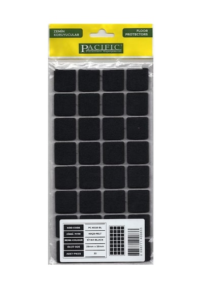 Pacific 6025 Bl Yapışkanlı Keçe 25 Mm X 25 Mm Siyah - Ltgl-420263