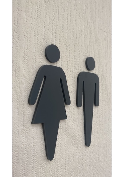 Mat Antrasit Kadın Ve Erkek Wc Yönlendirme Seti