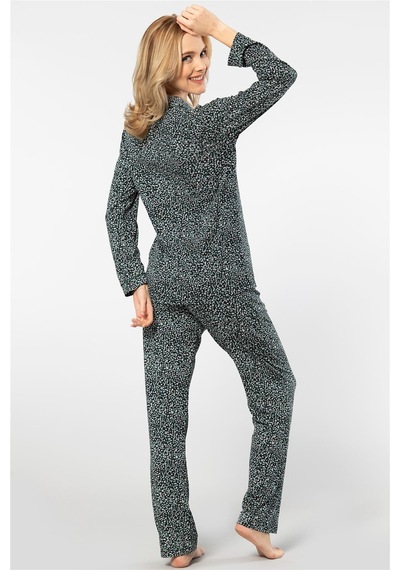 Türen 3379 Kadın Uzun Kollu Gömlek Pijama Takım-yeşil YESIL