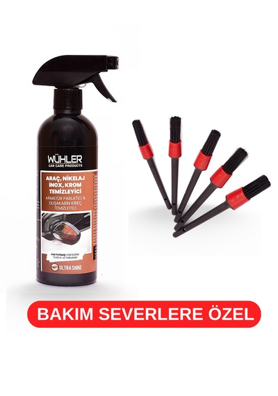 Wühler Nikelaj Krom İnox Temizleyici + Detay Fırça 5'li Set Bakım Sevenlere Özel İkili