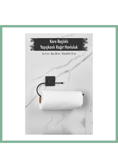 Bşkvirgo Yapışkanlı Kare Başlıklı Siyah Kağıt Havluluk Bsk2026