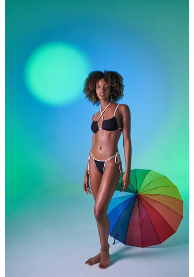 Holly Lolly Kontrast Biyeli Yüksek Bel Emma Bikini Altı Siyah