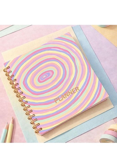 Lizy Spiralli Süresiz Planlayıcı Ajanda - 19x19 Cm - Motivasyon Ve Sticker Sayfaları Daire Yeşil