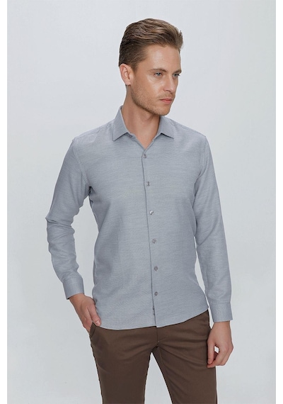 Efor Gk 672 Slim Fit Siyah Klasik Gömlek Siyah