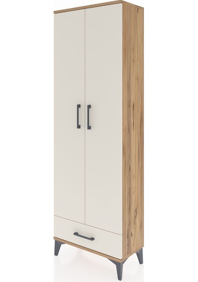 Arges Dolap 2 Raflı Tek Çekmeceli Tek Askılı 60x30x182 Çam-ay... Çam