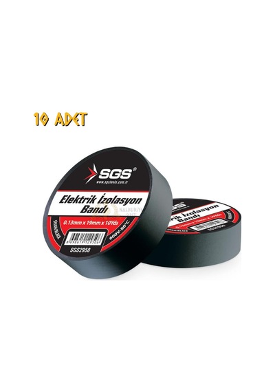 Sgs Elektrik İzolasyon Bandı - Siyah - 19 Mm X 9 Mt. - 10 Adet