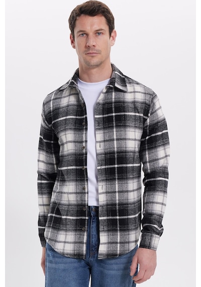 Tudors Erkek Slim Fit Dar Kesim Kareli Kışlık Oduncu Gömlek-42223 Siyah Tudors Erkek Slim Fit Dar Kesim Kareli Kışlık Oduncu Gömlek-42223 Siyah