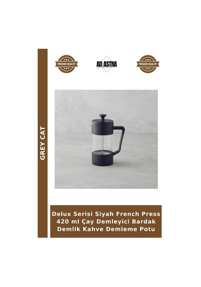 Delux Serisi Siyah French Press 420 Ml Çay Demleyici Bardak Demlik Kahve Demleme Potu Çok Renkli