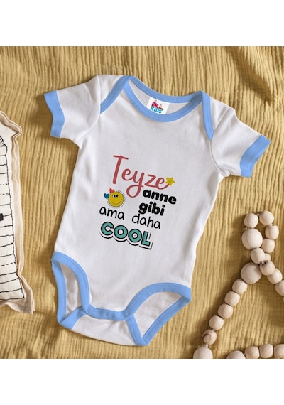 Bk Gift Bk Kids Teyze Anne Gibi Tasarımlı Mavi Bebek Body Zıbın-1 12-18 Ay