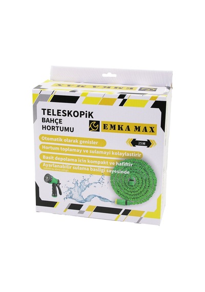 25mt Teleskopik Uzayan Bahçe Hortumu 7 Fonksiyon Ayarlı Tetikli Tabanca 4741