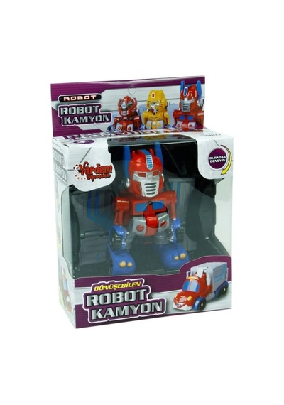 Kırmızı Işıklı Sesli Dönüşebilen Robot Kamyon - Otobot Transformers Oyuncak Çok Renkli