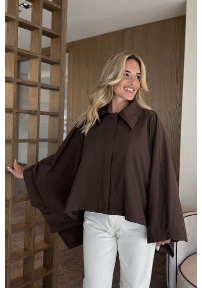 Laluvia Kahverengi Pelerin Model Trençkot - 7603 Kahverengi