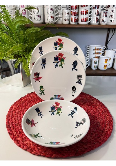 6 Parça Pj Masks Model Çocuk Bebek Yemek Takımı Beslenme Seti Çok Renkli
