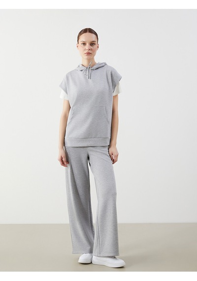 Lcw Modest Gri Kanguru Cepli Kadın Hoodie
