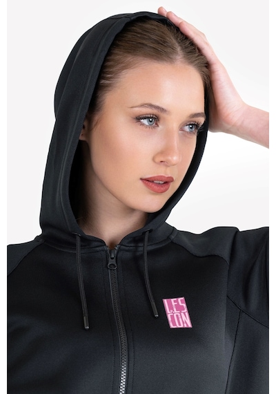Lescon Siyah Kadın Fermuarlı Kapüşonlu Sweatshirt 23n-2128