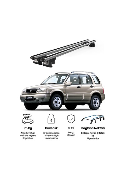 Venüs Suzuki Grand Vitara 5d 1999-2005 Uyumlu Gri Ara Atkı Port Bagaj Tavan Barı