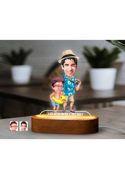 Bk Gift Kişiye Özel Baba-oğul Karikatürlü Dekoratif 3d Biblo Led Işıklı Gece Lambası-11, Babaya Hediye, Babalar Günü Hediyeleri Kobitmeyen138263 Bk Gi