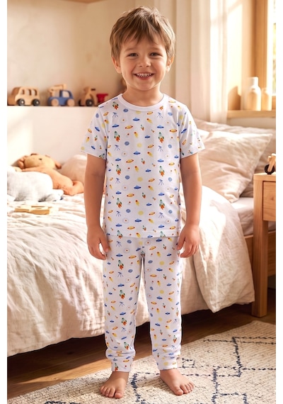 Öts Erkek Çocuk Pamuklu Pijama Takımı Kısa Kol Uzun Alt Desenli Premium Ev Stili 374005 Renkli-5 Öts Erkek Çocuk Pamuklu Pijama Takımı Kısa Kol Uzun Alt Desenli Premium Ev Stili 374005 Renkli-5