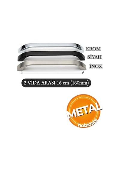 Göksu Siyah Metal Mutfak Dolap Kulpları, Çekmece Kapak Kulbu, Mobilya Kulp 160 Mm, Adet, 1 155 x 230 MM (Büyük Boy)