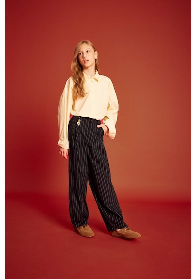 Defacto Kız Çocuk Baggy Fit Charm Detaylı Geniş Paça Gabardin Pantolon G3250a825wnar215 Antrasit-ar215