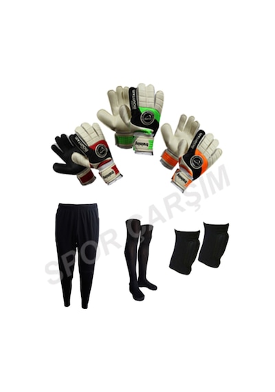 Spor_Carsim Kaleci Pantolonu,Dizlik,Lüks Çorap,White Kaleci Eldiven Seti