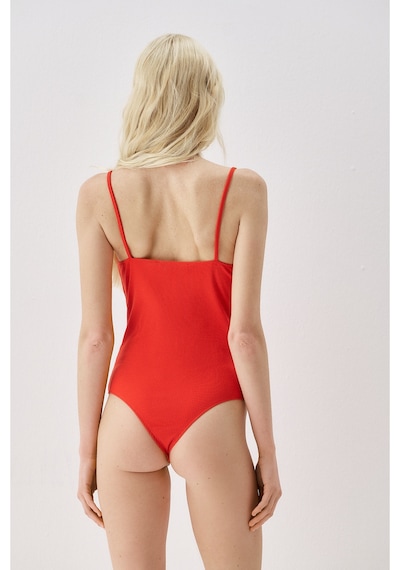 Sagaza Studio Ss6159 İp Askılı Çıt Çıtlı Body Kirmizi