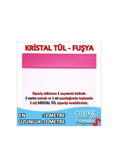 Süsleme Tülü Kristal Tül, 3 Mt En X 1 Mt Uzunluk - Fuşya 0-99