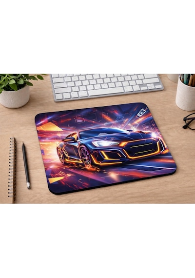 Spor Araba Neon Desenli Mousepad 21x17,5 Cm Kaymaz Tabanlı Gaming Mouse Pad Oyuncu Mousepad