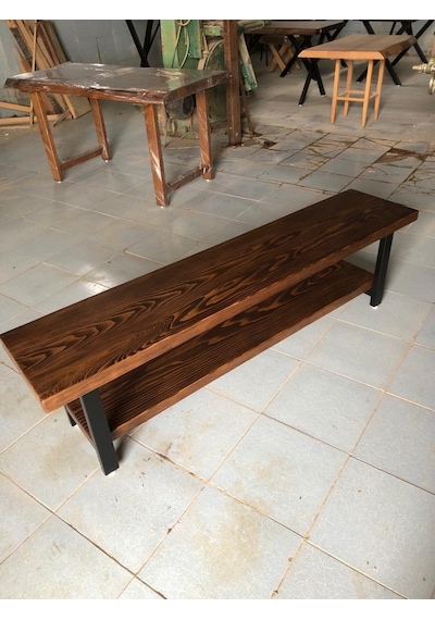 Bintaşmobilya Ceviz Rengi Kütük Ağaç Tv Sehpası 170X35.Cm