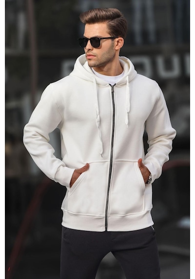 Madmext Ekru Kapüşonlu Regular Fit Erkek Sweatshirt 6140-ekru Ekru
