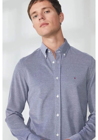 Tommy Hilfiger Regular Fit Düğmeli Yaka Mavi Erkek Gömlek Mavi