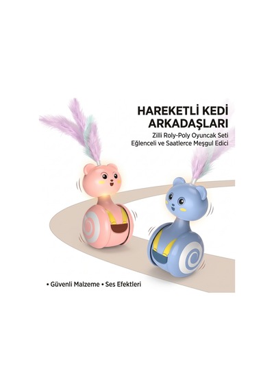 Bakgelal Mekanik Hacı Yatmaz Kedi Oyuncağı Tüylü Hareketli Salyangoz Kedi Eğlence Oyuncağı - 9069335836297