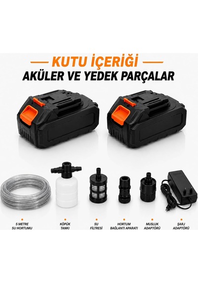 21v Şarjlı Basınçlı Yıkama Tabancası Çift Akülü Köpük Hazneli Set