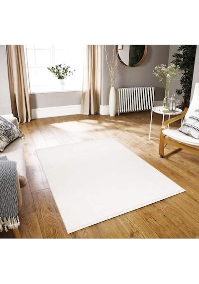 Vl Comfort Peluş Halı Gri Overloklu Beyaz