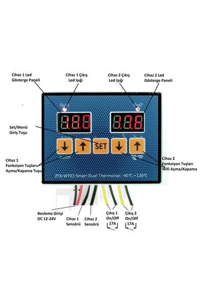 Yate10 Wt-03 Dual Smart 12/24/220v Akıllı Wifi Termostat/timer -40,+120c