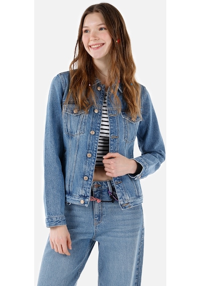 Colins Dar Kesim Kadın Mavi Jean Ceket Denim