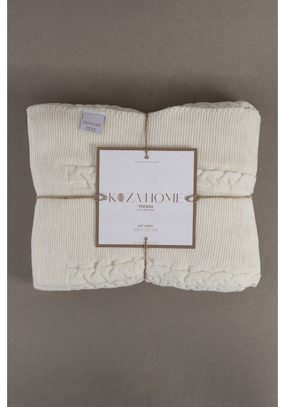 Trenza Krem Çift Kişilik Battaniye 200x220 15025 Krem