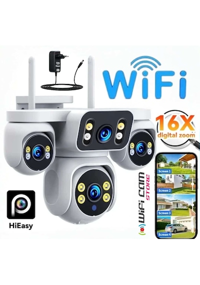 Kör Noktasız 4 Kameralı Akıllı Ptz Wifi Kamera Hieasy Uygulama