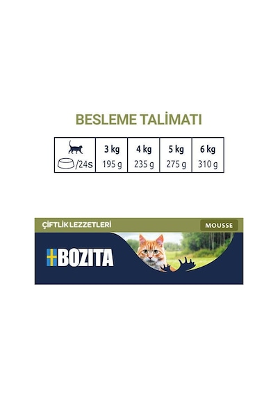Bozita Tahılsız Tavuklu, Sığır Etli Ve Hindili Tahılsız Kedi Konservesi 12x85 Gr