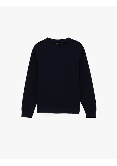 Koton Regular Fit Uzun Kollu Dokulu Kapitone Bisiklet Yaka Sweatshirt Lacivert 6wam70306mk Lacivert